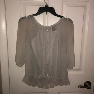 Grey blouse with metallic sliver design